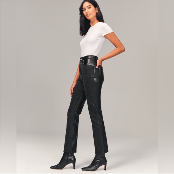 ABERCROMBIE & FITCH The Ankle Straight Ultra High Rise" Mixed Fabric jean - Picture 11 of 11